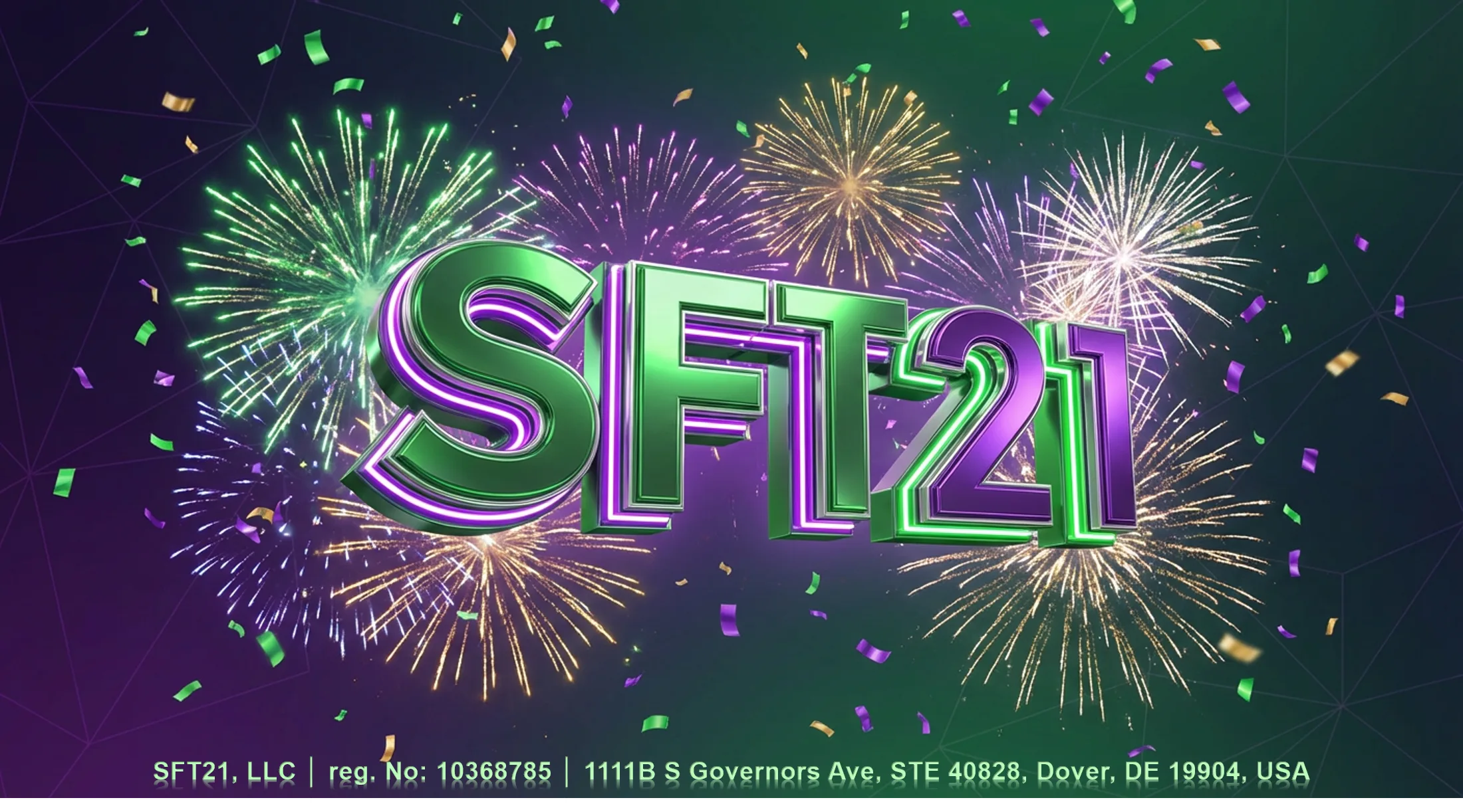 Colorful fireworks exploding behind the bold SFT21 logo, representing celebration and new sft21 updates.