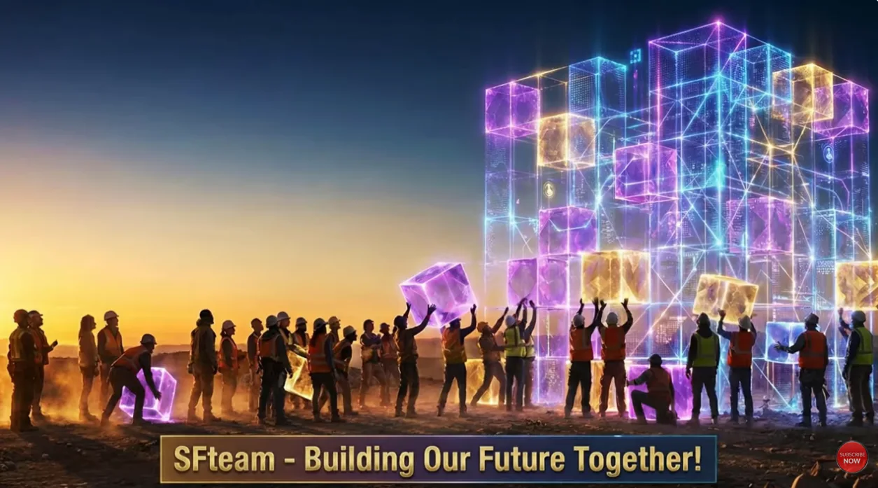 Team building a structured digital ecosystem together, symbolizing a serious sustainable online business built on collaboration and long-term vision